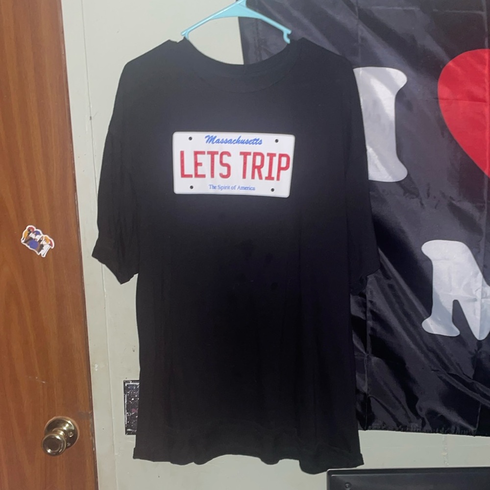 Massachusetts Let's Trip Black Short Sleeve Tee
